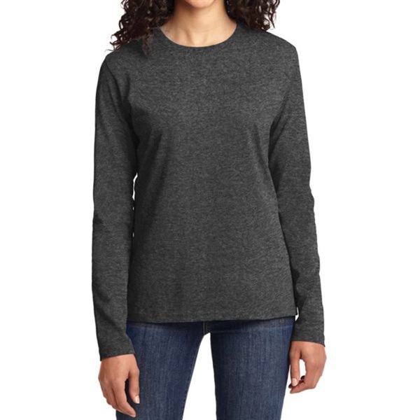 Charcoal color option for Port & Company® Women's Long Sleeved Core Cotton T Shirt