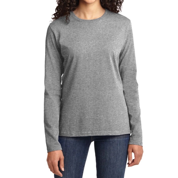 Dark Heather Gray color option for Port & Company® Women's Long Sleeved Core Cotton T Shirt