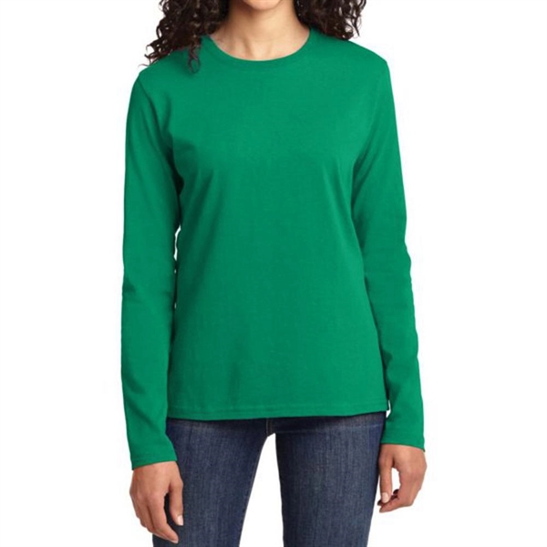 Kelly color option for Port & Company® Women's Long Sleeved Core Cotton T Shirt