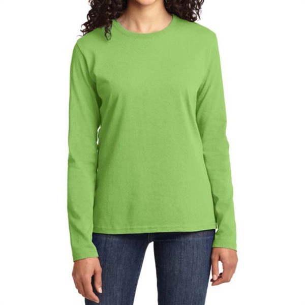 Lime color option for Port & Company® Women's Long Sleeved Core Cotton T Shirt