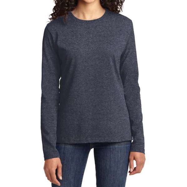 Navy color option for Port & Company® Women's Long Sleeved Core Cotton T Shirt