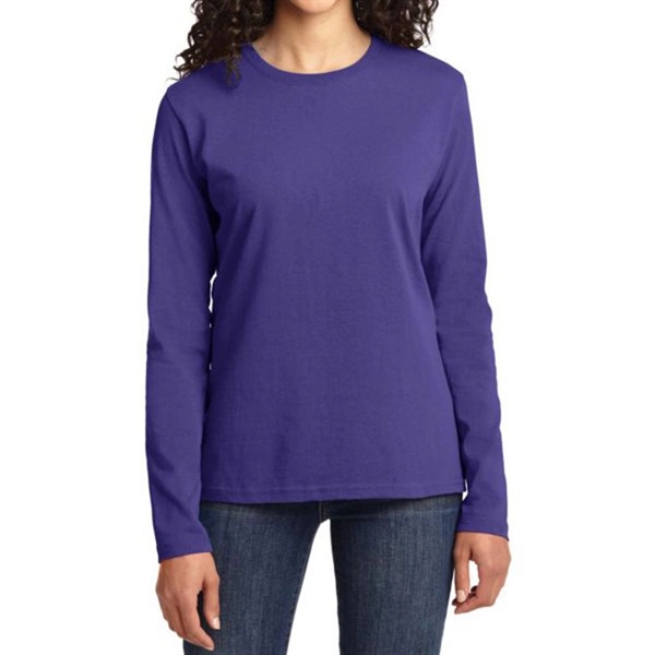 Purple color option for Port & Company® Women's Long Sleeved Core Cotton T Shirt