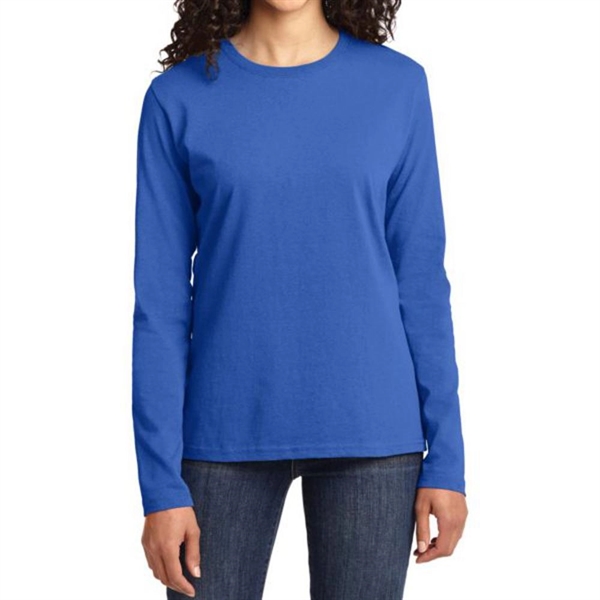 Royal Blue color option for Port & Company® Women's Long Sleeved Core Cotton T Shirt