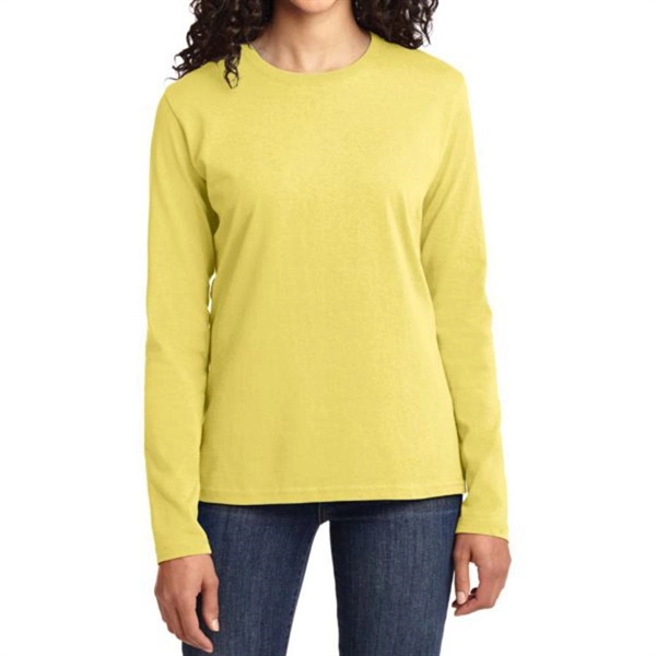 Yellow color option for Port & Company® Women's Long Sleeved Core Cotton T Shirt