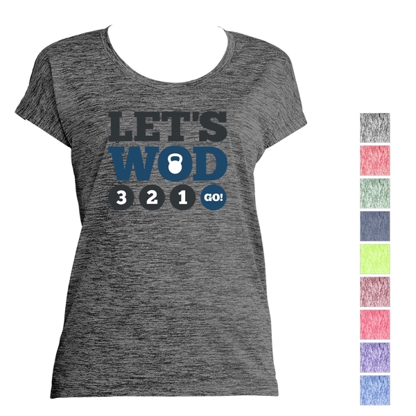 Black Electric color option for Ladies' Heather Sporty Tee