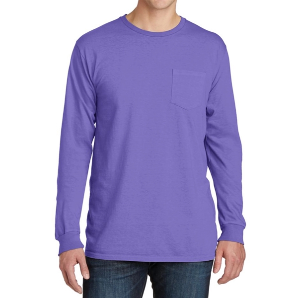Amethyst color option for Stylish Pigment Dyed Long Sleeve Tee With Pocket
