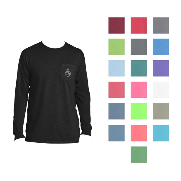Black color option for Stylish Pigment Dyed Long Sleeve Tee With Pocket