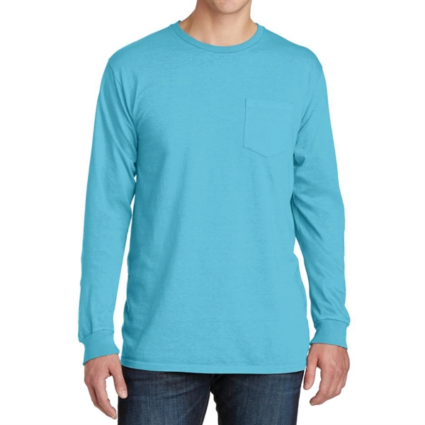 Blue Moon color option for Stylish Pigment Dyed Long Sleeve Tee With Pocket