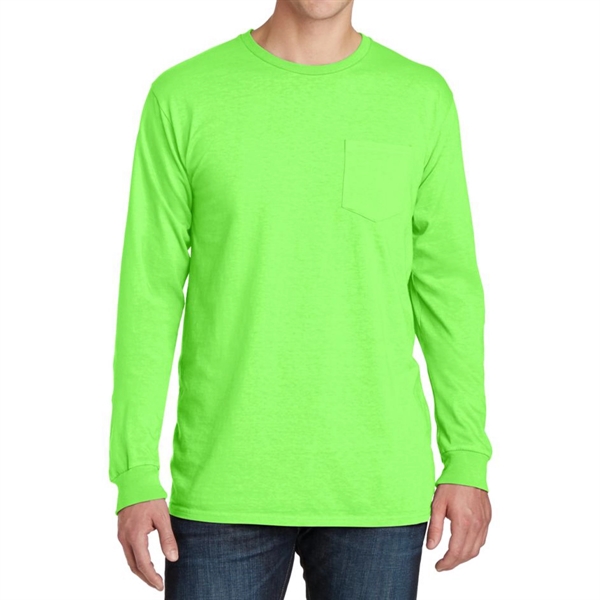 Limeade color option for Stylish Pigment Dyed Long Sleeve Tee With Pocket