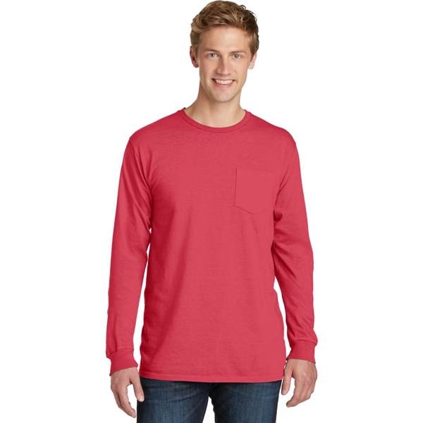 Merlot color option for Stylish Pigment Dyed Long Sleeve Tee With Pocket