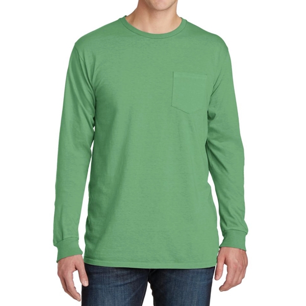 Mist color option for Stylish Pigment Dyed Long Sleeve Tee With Pocket