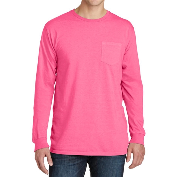 Poppy color option for Stylish Pigment Dyed Long Sleeve Tee With Pocket