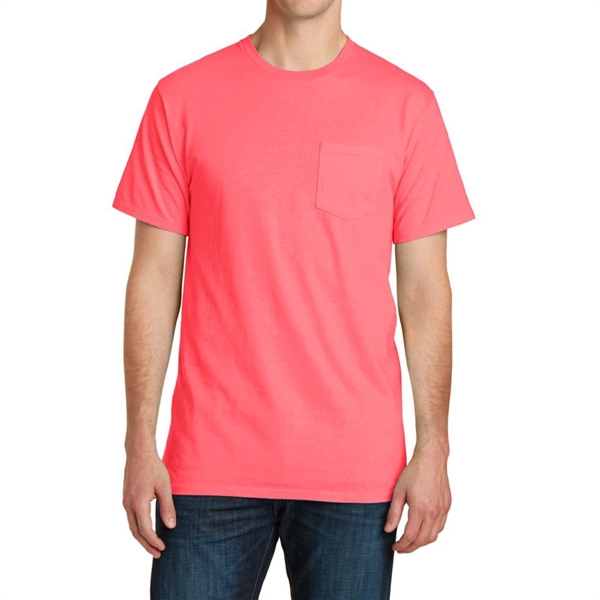 Neon Coral color option for Stylish Pigment Dyed Tee With Pocket