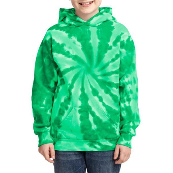 Kelly color option for Port & Company® Youth's Tie Dye Hoode Sweatshirt