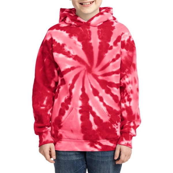 Red color option for Port & Company® Youth's Tie Dye Hoode Sweatshirt