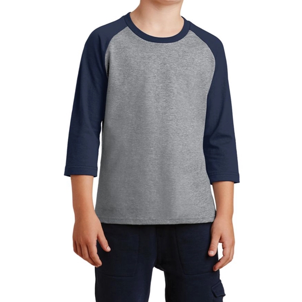 Athletic Heather / Navy color option for 3/4 Raglan T Shirt