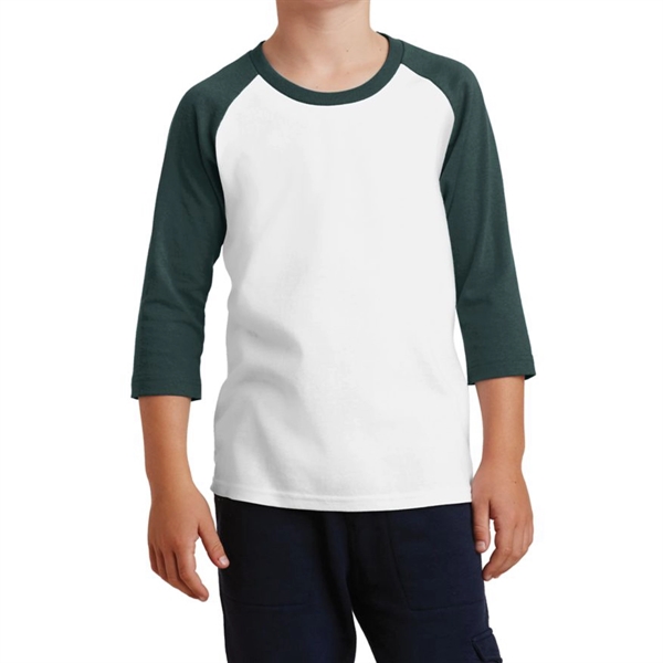 White / Dark Green color option for 3/4 Raglan T Shirt