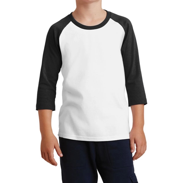 White / Jet Black color option for 3/4 Raglan T Shirt