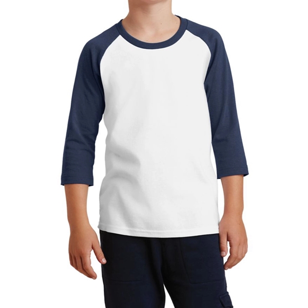 White / Navy color option for 3/4 Raglan T Shirt