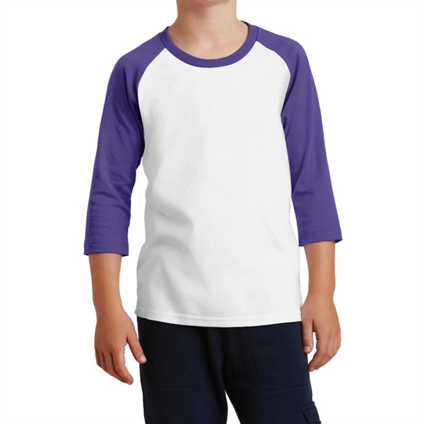 White / Royal color option for 3/4 Raglan T Shirt