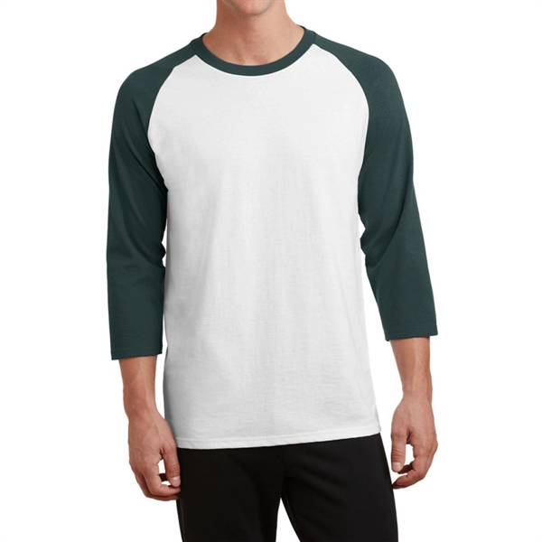 White / Dark Green color option for Alternating Raglan Tee