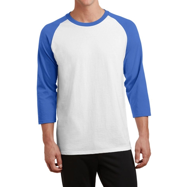 White / Royal color option for Alternating Raglan Tee