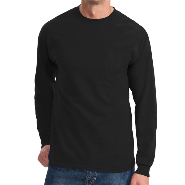 Jet Black color option for Stylish Long Sleeve Pocket Tee