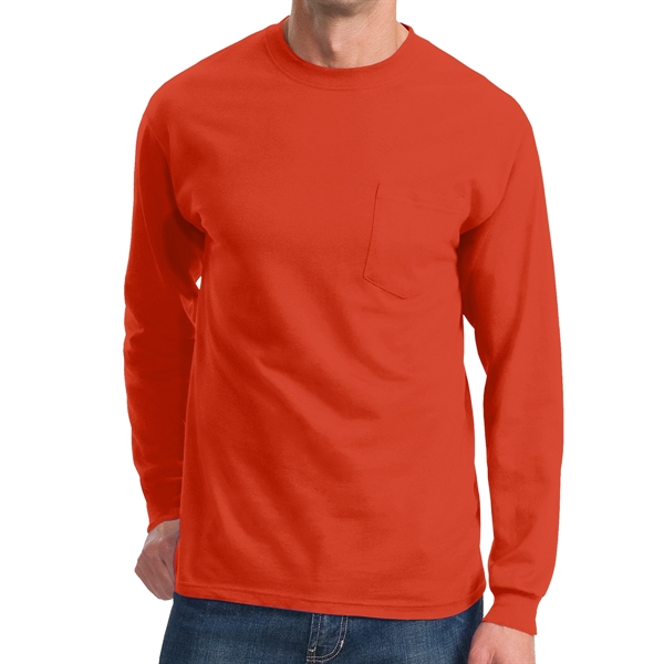 Orange color option for Stylish Long Sleeve Pocket Tee