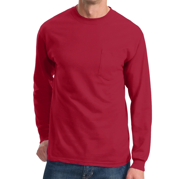 Red color option for Stylish Long Sleeve Pocket Tee