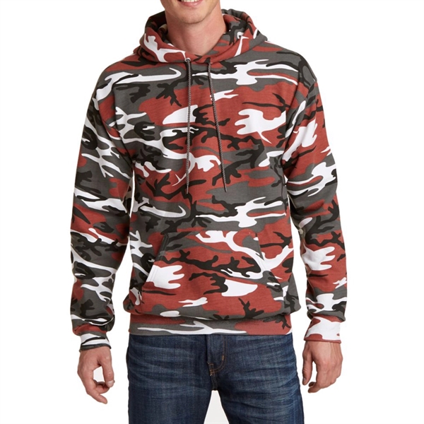 Red Camo color option for Comfortable Camo Hooded Sweatshirt