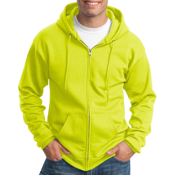 Safety Green color option for Stylish Full Zip Hooded Sweatshirt