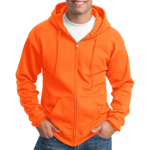 Safety Orange color option for Stylish Full Zip Hooded Sweatshirt