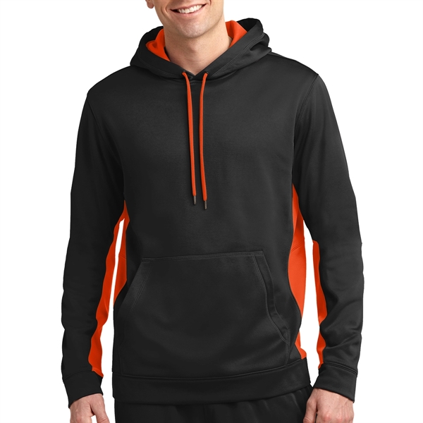 Black/Deep Orange color option for Colorblock Designed Hooded Sweatshirt