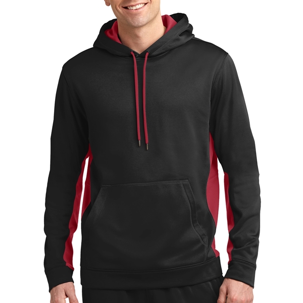 Black/Deep Red color option for Colorblock Designed Hooded Sweatshirt