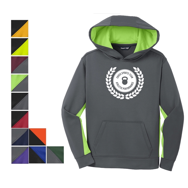 Dark Smoke Grey/Lime Shock color option for Colorblock Designed Hooded Sweatshirt