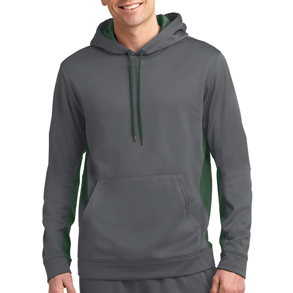 Dk  Smoke Gray/Forest Green color option for Colorblock Designed Hooded Sweatshirt