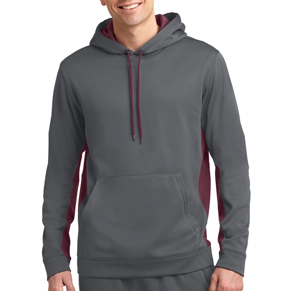 Dk  Smoke Gray/Maroon color option for Colorblock Designed Hooded Sweatshirt