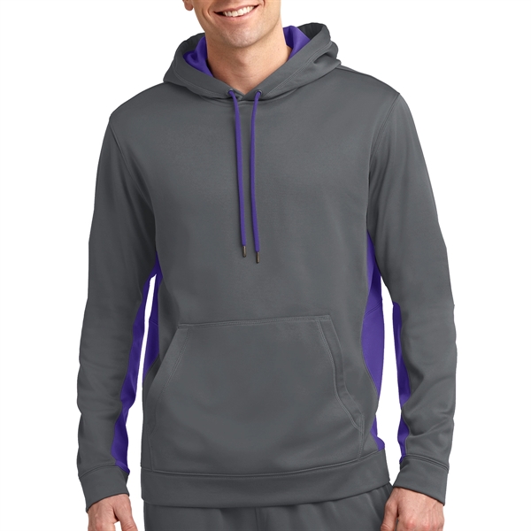 Dk  Smoke Gray/Purple color option for Colorblock Designed Hooded Sweatshirt