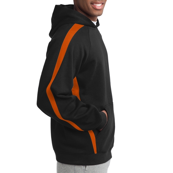 Black-Deep Orange color option for Stripe Pullover Hooded Sweatshirt