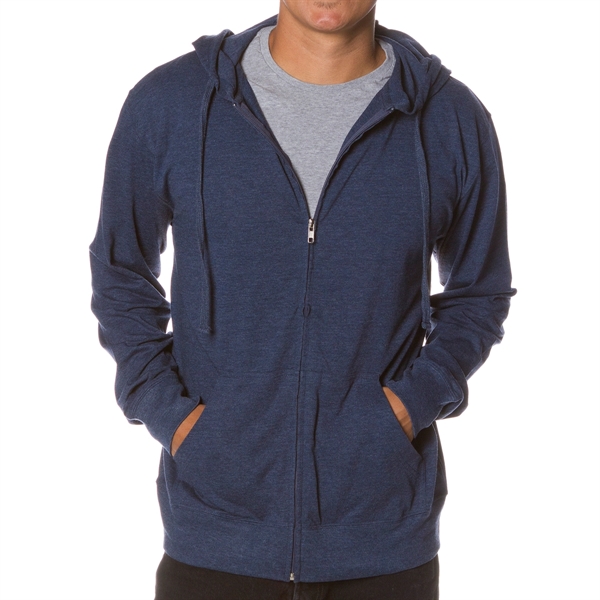 Classic Navy Heather color option for Lightweight Jersey Hood With Zipper For Male