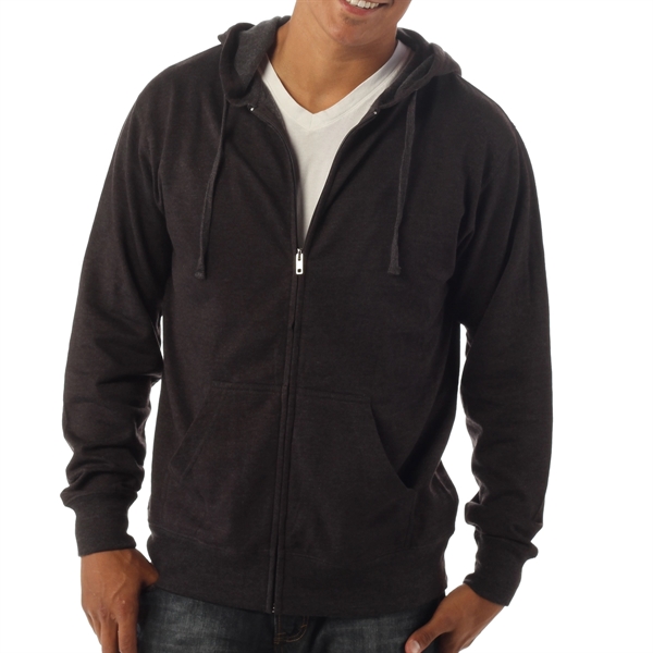Charcoal Heather color option for Lighweight Sweatshirt With Hood And Zipper For Male