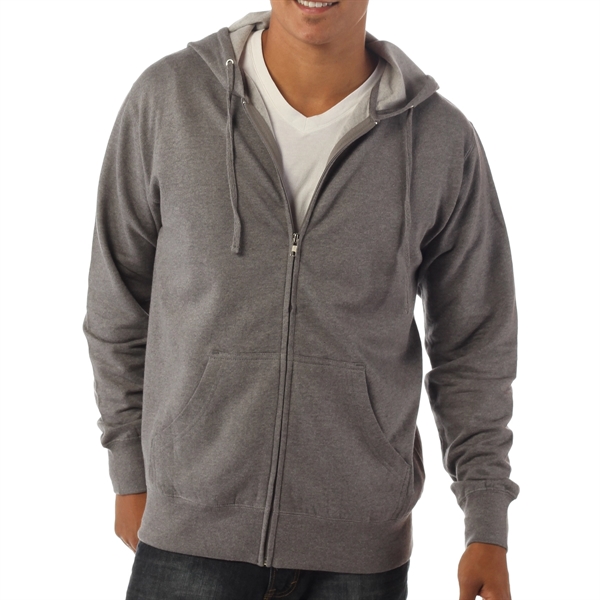 Gunmetal Heather color option for Lighweight Sweatshirt With Hood And Zipper For Male