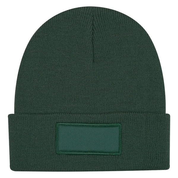 Forest Green color option for Beanie With Knitted Patch And Cuff