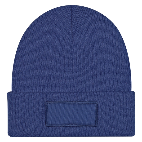 Navy Blue color option for Beanie With Knitted Patch And Cuff