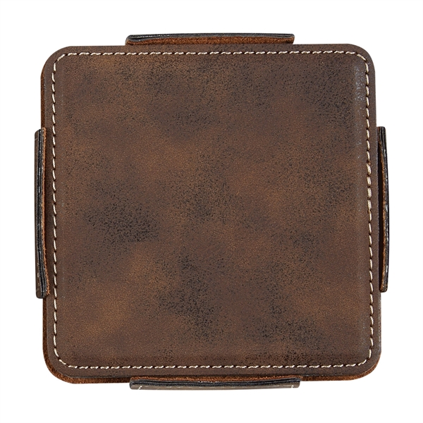 Brown color option for Leathered 4 Piece Coaster Set