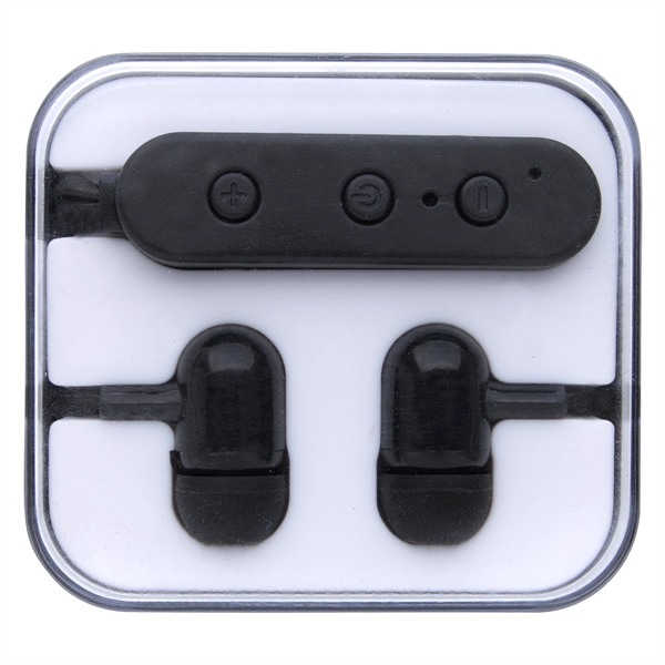 Black color option for Wireless Earphones In Square Shaped Travel Case