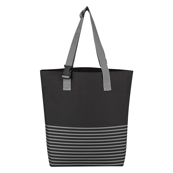 Black With Gray color option for Strapped All Around Tote Bag