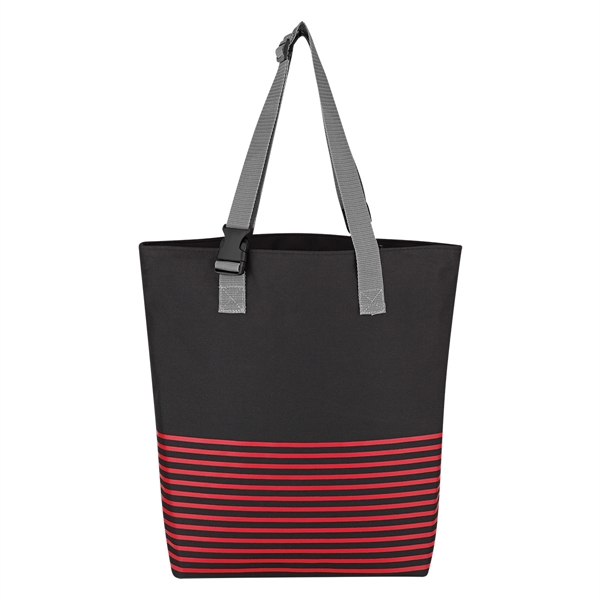 Black With Red color option for Strapped All Around Tote Bag