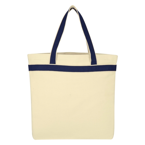 Natural With Navy color option for Classic Cotton Canvas Tote Bag