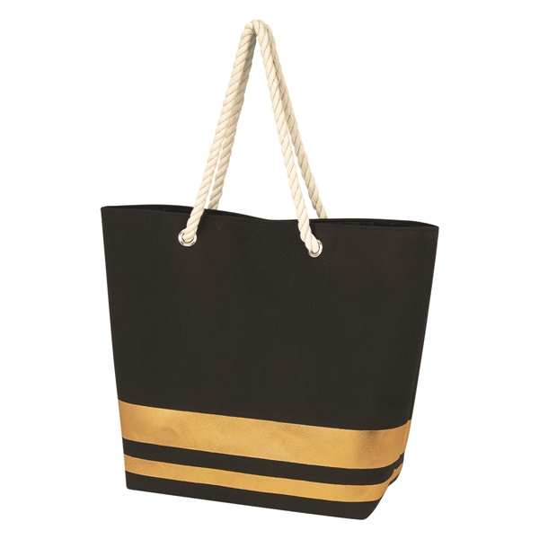 Black-Gold color option for Metal Accented Rope Handled Tote